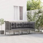 vidaXL Salon de jardin 3 Pièces avec coussins Gris Résine tressée