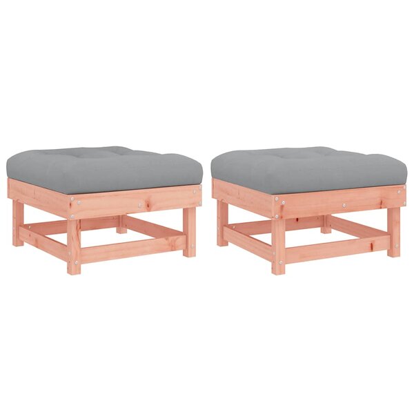 vidaXL Repose-pieds de jardin et coussins lot de 2 bois massif douglas
