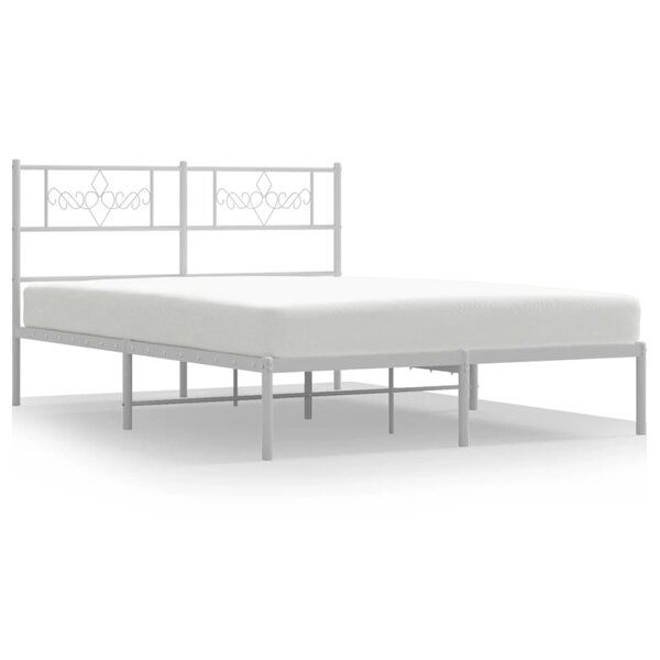vidaXL Cadre de lit métal avec tête de lit blanc 120x200 cm