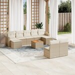 vidaXL Salon de jardin avec coussins 10 Pièces beige résine tressée