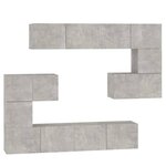 vidaXL Meuble TV mural Gris béton Bois d'ingénierie