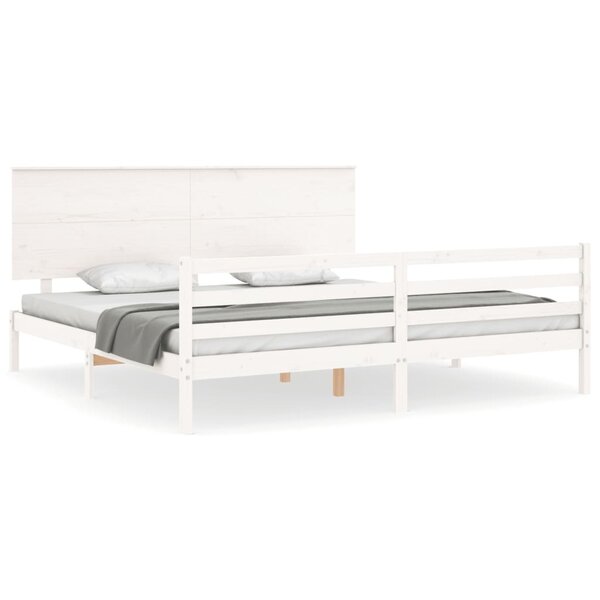 vidaXL Cadre de lit sans matelas blanc 200x200 cm bois massif