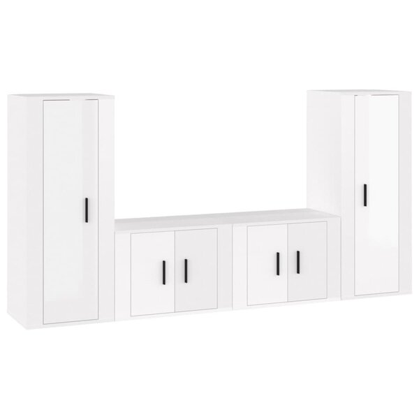 vidaXL Ensemble de meubles TV 4 Pièces Blanc brillant Bois d'ingénierie