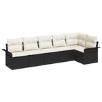 vidaXL Ensemble de canapé de jardin 6 pièces avec coussins Noir Poly Rattan