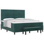 vidaXL Lit avec Sommier  Matelas & Banc Vert Foncé 180x200 cm en Velours