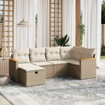 vidaXL Salon de jardin avec coussins 6 Pièces beige résine tressée