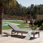 Bain de soleil avec coussin coloris gris foncé - imitation rotin tressé - ALLIBERT by KETER - 4 positions - JAIPUR