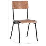 vidaXL Chaises à manger lot de 2 marron contreplaqué solide et acier