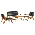 vidaXL Chaises de jardin 4 Pièces Bois d'acacia massif Noir