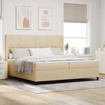 Lit à sommier Box avec matelas et LED Crème 200x200 cm Tissu