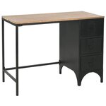 Bureau table meuble travail informatique à piédestal unique bois de sapin et acier 100 cm 0502131