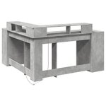 Bureau table poste de travail meuble d'ordinateur informatique étude et lumières LED 152 x 152 x 91 cm bois ingénierie gris 02_0023800