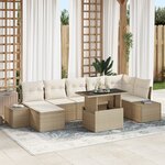 vidaXL Ensemble de salon de jardin 8 pièces avec coussins Beige en poly rotin