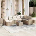 vidaXL Salon de jardin avec coussins 9 Pièces beige résine tressée