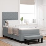 vidaXL Lit à ressort avec matelas et banc gris clair 90x190 cm en tissu