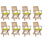vidaXL Chaises pliables d'extérieur et coussins lot de 8 Bois d'acacia
