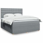 vidaXL Sommier à lattes de lit avec matelas Gris clair 180x200cm Tissu