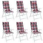 vidaXL Coussins de chaise à dossier haut lot de 6 carreaux rouge