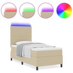 vidaXL Cadre de Lit avec Matelas et Lumière LED Vert Gris 90x200 cm Tissu Côtelé