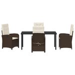 vidaXL Ensemble de Salle à Manger de Jardin 5 Pièces avec Coussins Marron Poly Rattan