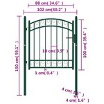 vidaXL Portail de clôture avec dessus arqué Acier 100x100 cm Vert