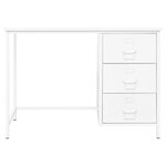 Bureau table poste de travail meuble d'ordinateur informatique étude industriel avec tiroirs 105 x 52 x 75 cm Acier blanc 02_0023864