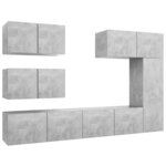 vidaXL Ensemble de meubles TV 6 Pièces Gris béton Bois d'ingénierie