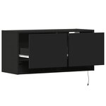vidaXL Meuble TV mural avec lumières LED noir 80x31x35 cm