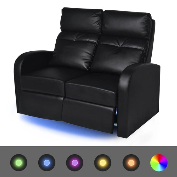 vidaXL Fauteuil inclinable à LED à 2 places cuir artificiel noir