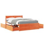 vidaXL Lit avec tiroirs/matelas cire marron 120x190 cm bois massif pin