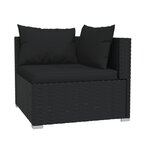 vidaXL Salon de jardin 4 Pièces avec coussins Noir Résine tressée
