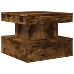 vidaXL Table basse avec lumières LED chêne fumé 50x50x40 cm