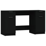 Bureau table poste de travail meuble d'ordinateur informatique étude avec armoire latérale bois d'ingénierie noir 02_0023396