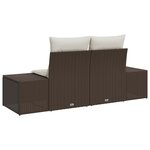 vidaXL Canapé de jardin 2 places avec coussins en rotin poly marron
