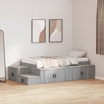 vidaXL Cadre de lit de rangement Gris Sonoma 90x200 cm