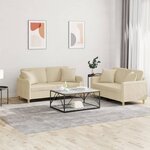 vidaXL Ensemble de canapés 2 Pièces avec coussins crème tissu