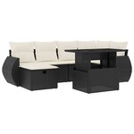 vidaXL Salon de jardin 7 Pièces avec coussins noir résine tressée