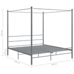 vidaXL Cadre de lit à baldaquin sans matelas gris métal 180x200 cm