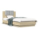 vidaXL Cadre de lit avec LED sans matelas chêne sonoma 90x200 cm