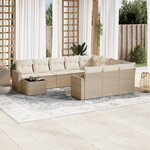 vidaXL Salon de jardin 11 Pièces avec coussins beige résine tressée