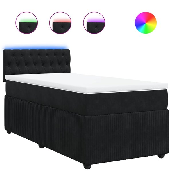 vidaXL Sommier à lattes de lit avec matelas Noir 90x190 cm Velours