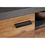 Meuble TV MOOD 2 portes et 2 tiroirs - Mélaminé bois vieilli et gris mat - 180 x 47 x 66 cm