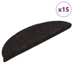 vidaXL Tapis d'escalier autocollants 15Pièces Marron 65x21x4cm Aiguilleté