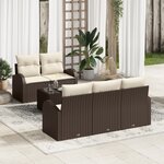 vidaXL Ensemble de canapé de jardin 6 pièces avec coussins marron en poly rotin