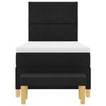 vidaXL Lit avec sommier à ressort et banc noir 100x200 cm en tissu