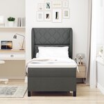 vidaXL Lit Box Spring avec Matelas en Gris Foncé - 100x200 cm Tissu