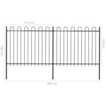 vidaXL Clôture de jardin avec dessus en cerceau Acier 3 4 x 1 5 m Noir