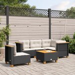 vidaXL Salon de jardin 6 Pièces avec coussins noir résine tressée