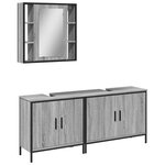 vidaXL Ensemble d'armoires de salle de bain 3 Pièces sonoma gris