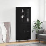 vidaXL Buffet haut Noir 69 5x34x180 cm Bois d'ingénierie